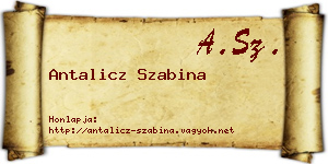 Antalicz Szabina névjegykártya